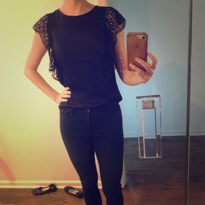 NWOT XS Michael Stars stunning black tank w/ lace